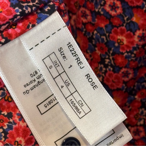 ba&sh freja lady top floral cotton blouse smocked sleeves Small (US 4) - Picture 12 of 12